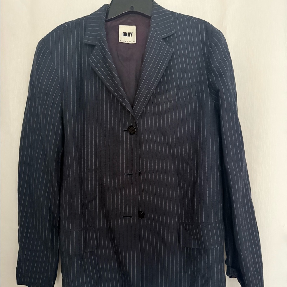 DKNY Women’s Dark Blue Striped Blazer